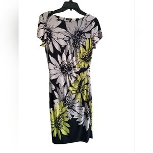 Roma Black and Yellow Floral Midi Dress